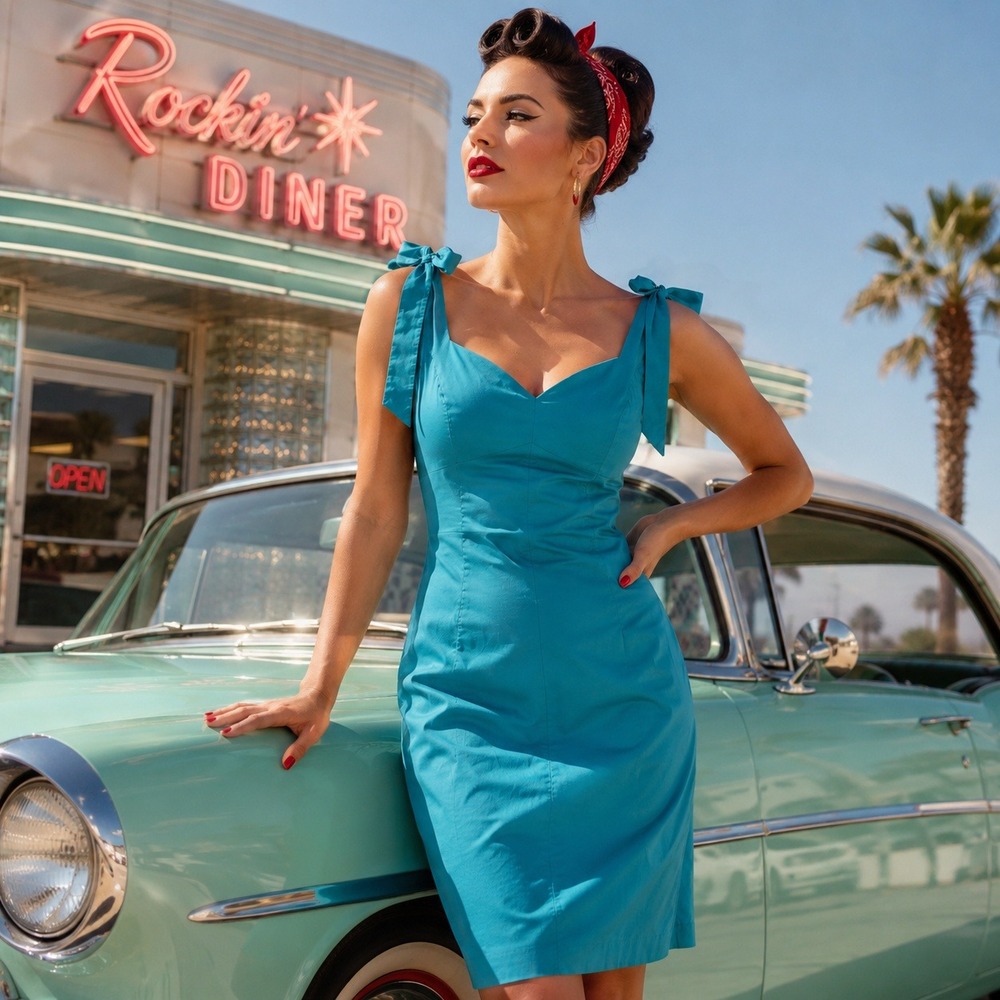 J Peterman Sheath Dress Women 6 Cotton Stretch Retro Coastal Preppy Rockabilly